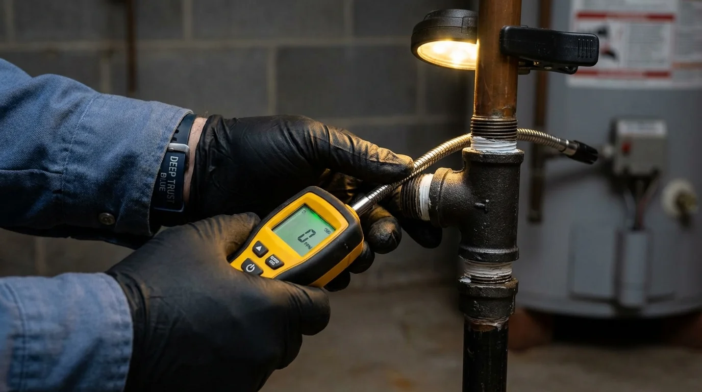 Gas leak detection with electronic sniffer by Johns Plumbing LLC in Franklin Furnace