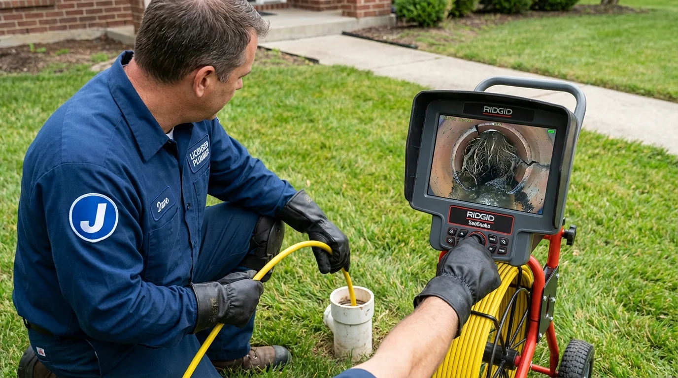 Sewer camera inspection being performed by Johns Plumbing LLC in Franklin Furnace